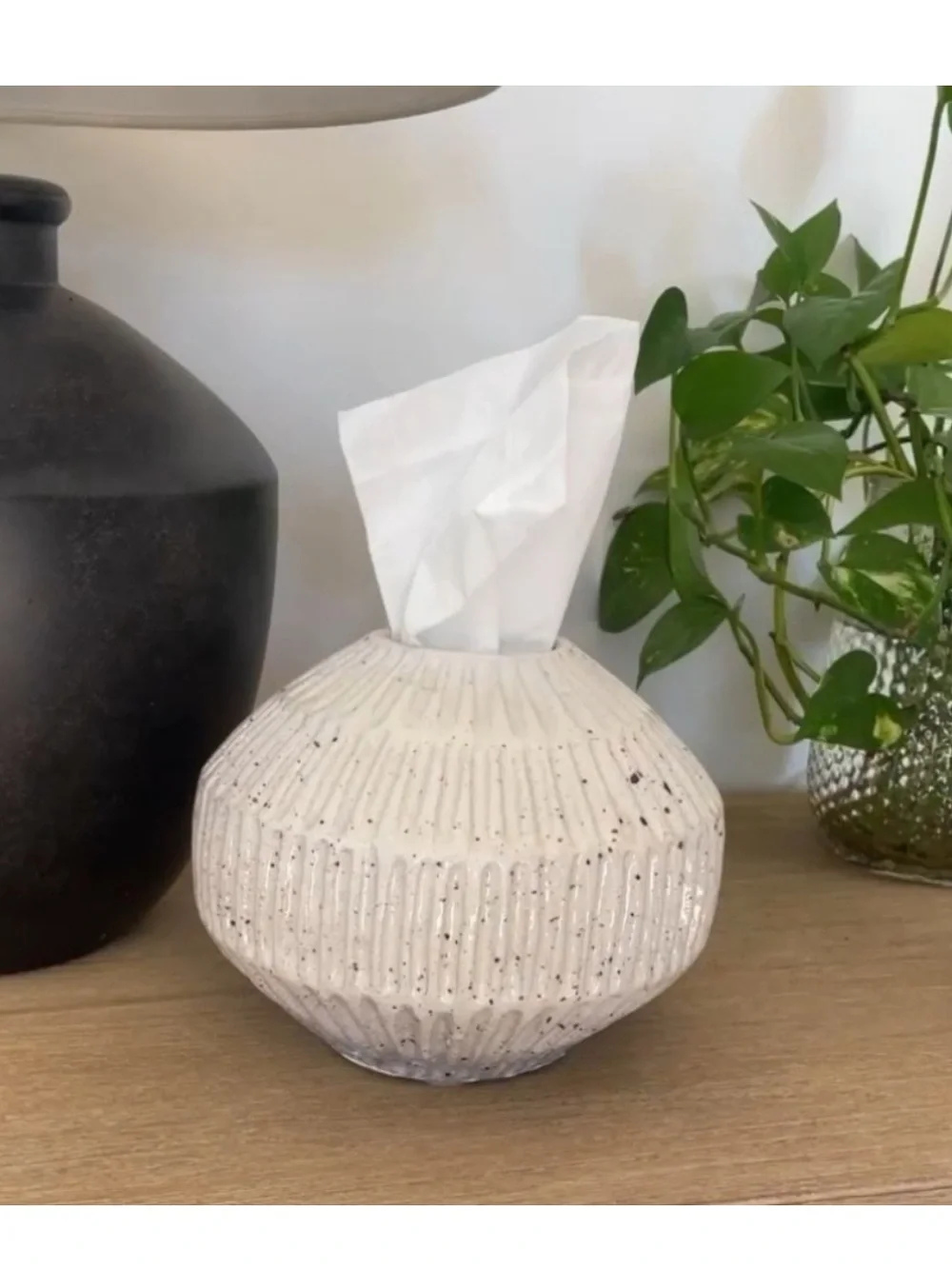 Studio McGee Carved Vase Cream Small